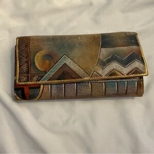 GUC Anuschka Hand-painted Leather Crossbody Wallet